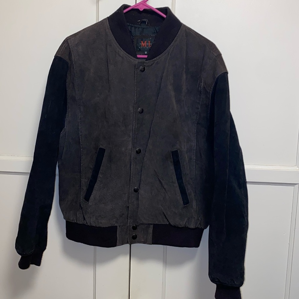 Michael Lawrence Outerwear Small Black Brown Suede Leather Jacket